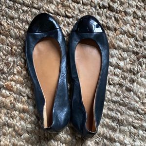 Franco Sarto black flats with patent leather toe